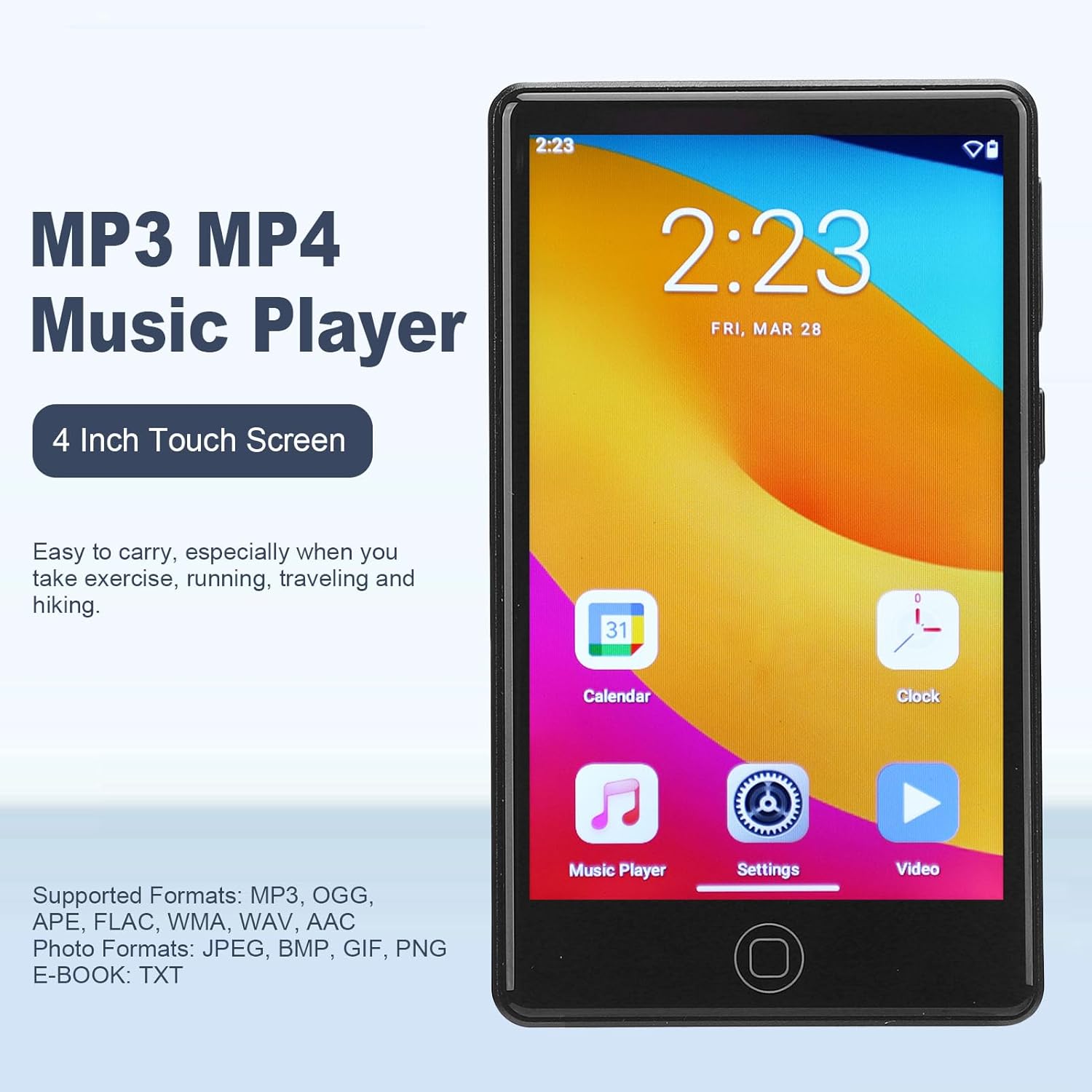 BluetoothとWiFi搭載のMP3プレーヤー、4インチタッチスクリーンMP4 MP3